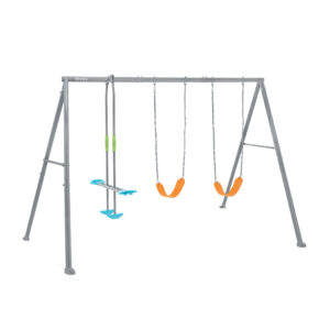 Intex 44123 - Altalena con Due Seggiolini e Dondolo, Acciaio, Grigio, 343x249x203 cm